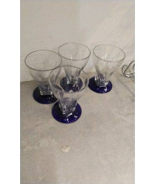 VERRES PIED BLEU X4 