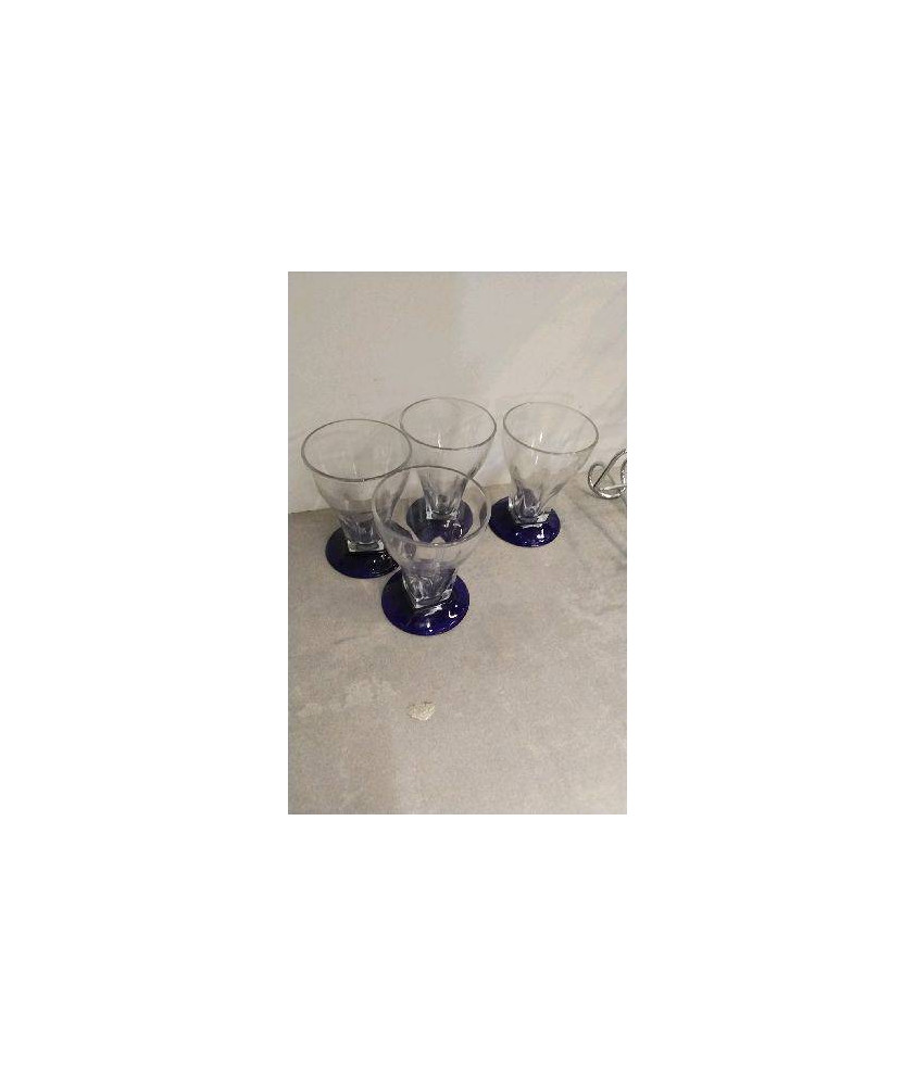 VERRES PIED BLEU X4 