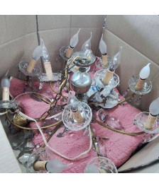 LUSTRE 8 BRANCHES DORÉ ARGENTÉ 