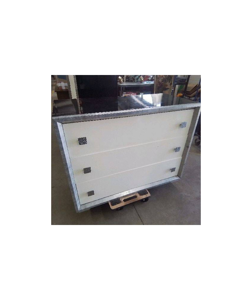 COMMODE BLANCHE ARGENTÉE 3 TIROIRS