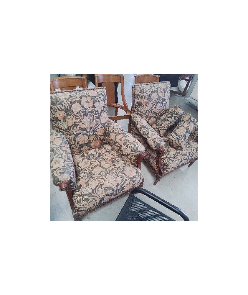 PAIRE DE FAUTEUILS MOTIF FLEURS