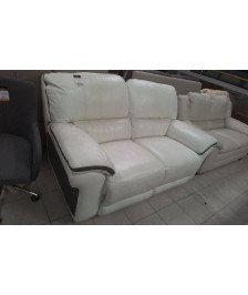 CANAPE 2 PLACES CUIR BLANC ELECTRIQUE +ACCES