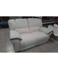CANAPE 2 PLACES CUIR BLANC RELAX MANUEL
