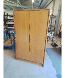 ARMOIRE LINGERE PENDERIE BOIS CLAIR 2 PORTES ANNÉES 50