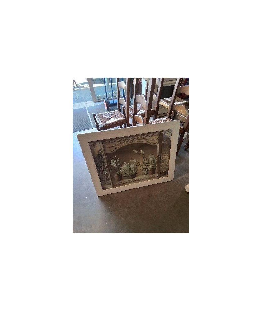 TABLEAU BOUQUETS DE FLEURS CADRE BLANC
