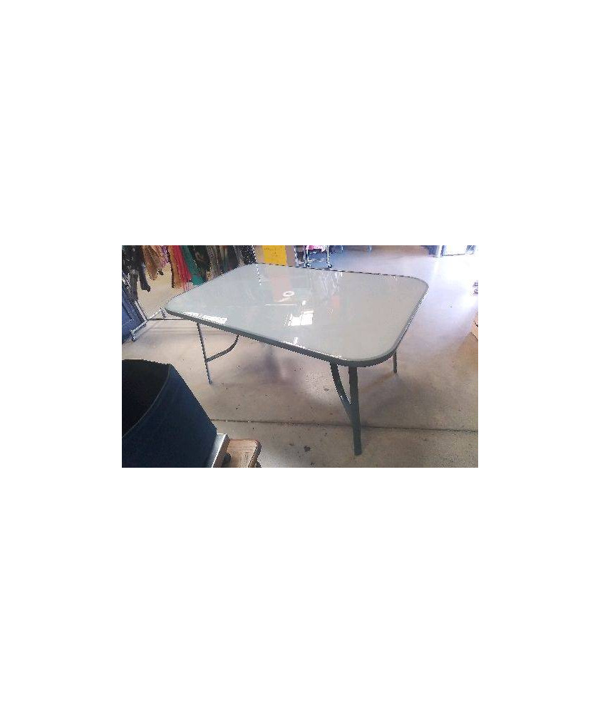 TABLE DE JARDIN FER VERRE + 6 FAUTEUILS