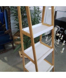 ÉTAGÈRE BLANCHE ET BAMBOU