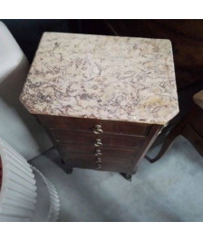 CHIFFONNIER MARQUETERIE 5T DESSUS MARBRE