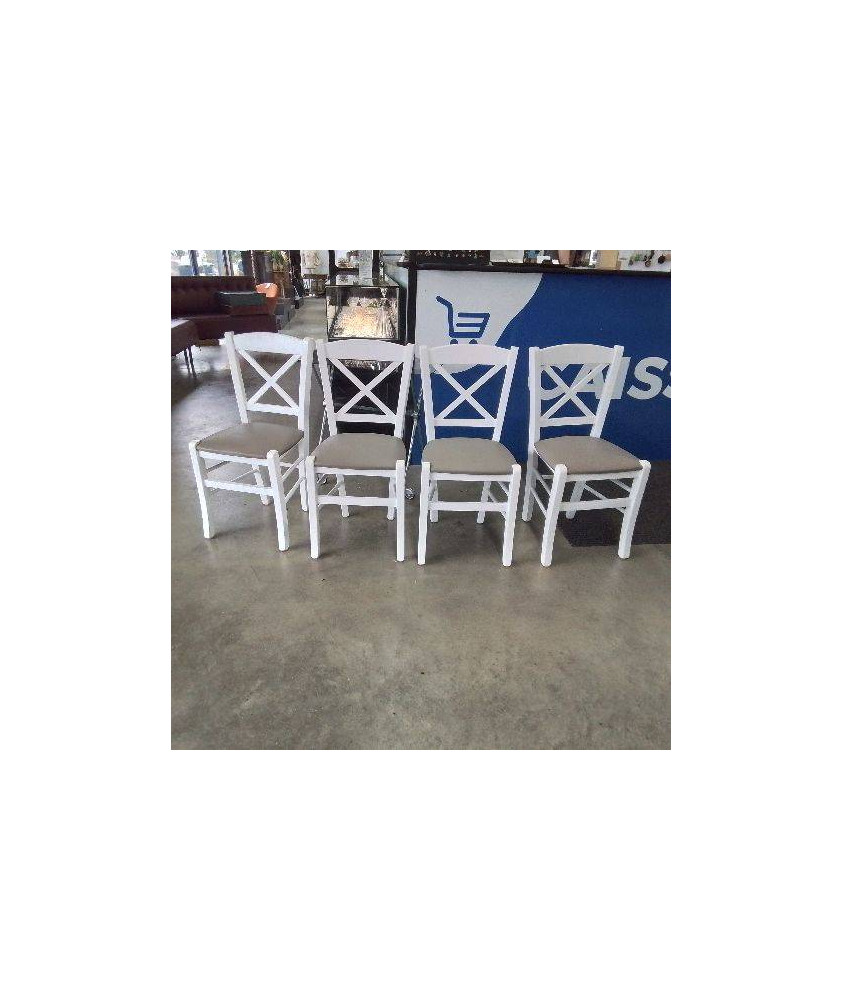 4 CHAISES BLANCHES SKAI TAUPE