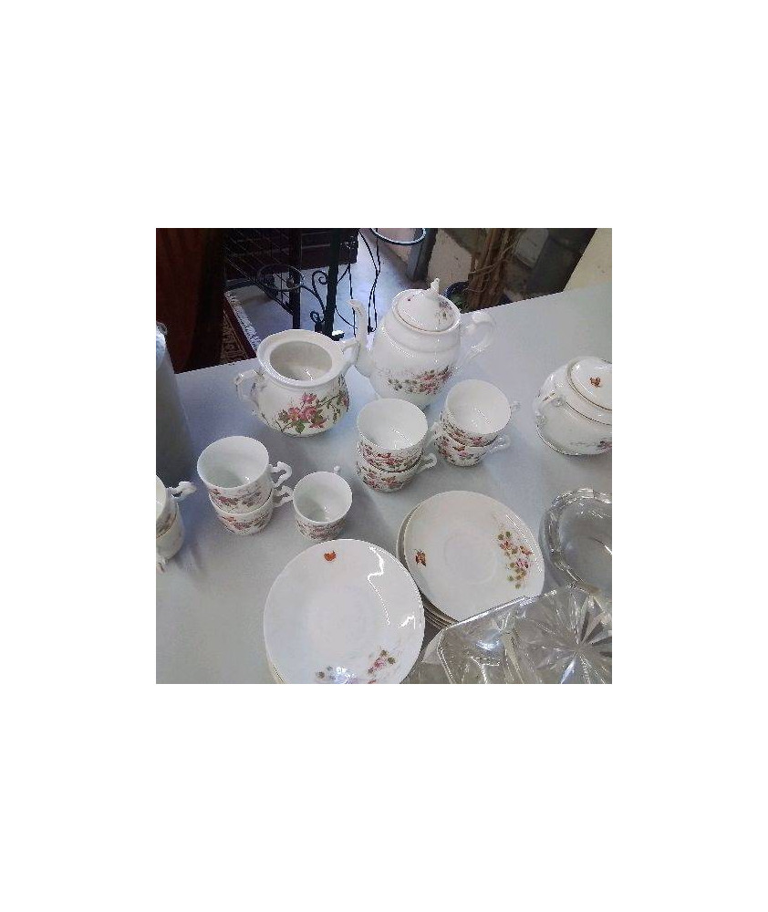 SERVICE A CAFÉ MOTIFS FLEURS