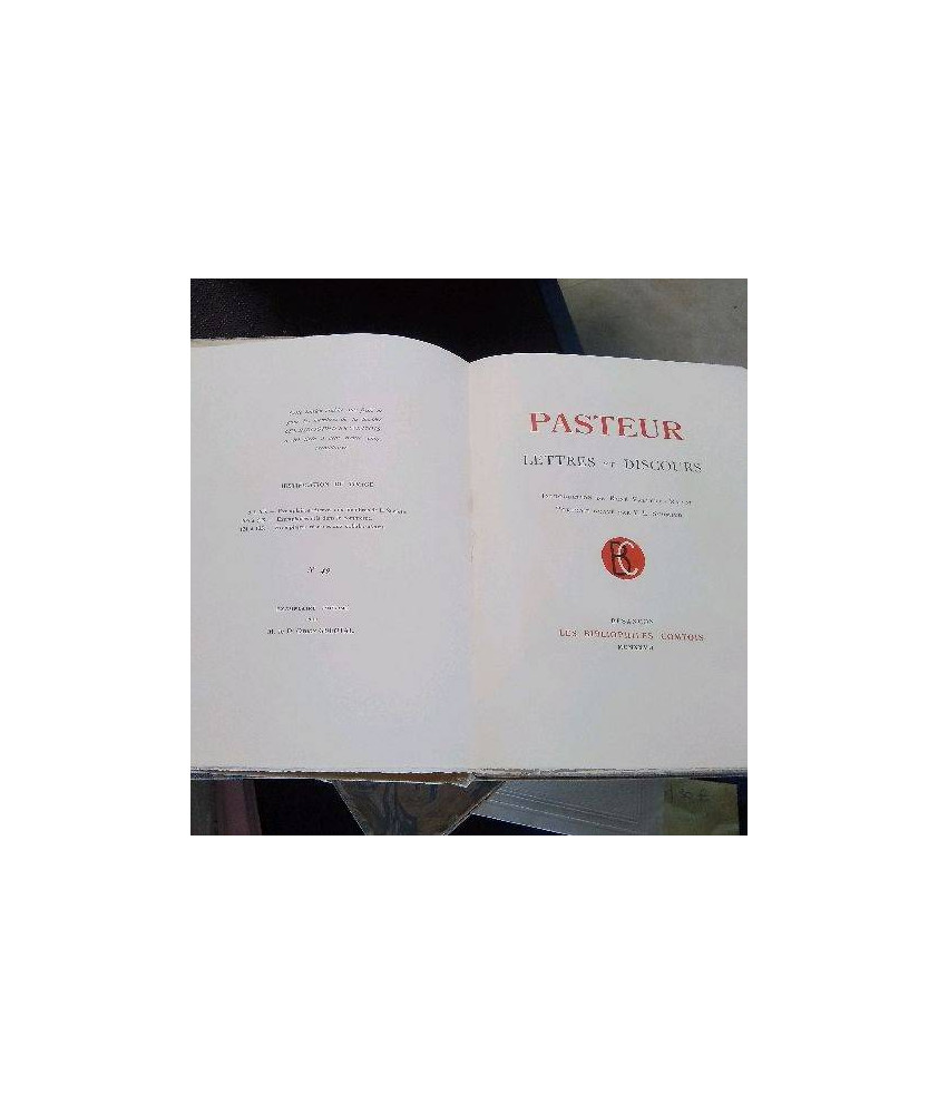 LIVRE PASTEUR LETTRES ET DISCOURS