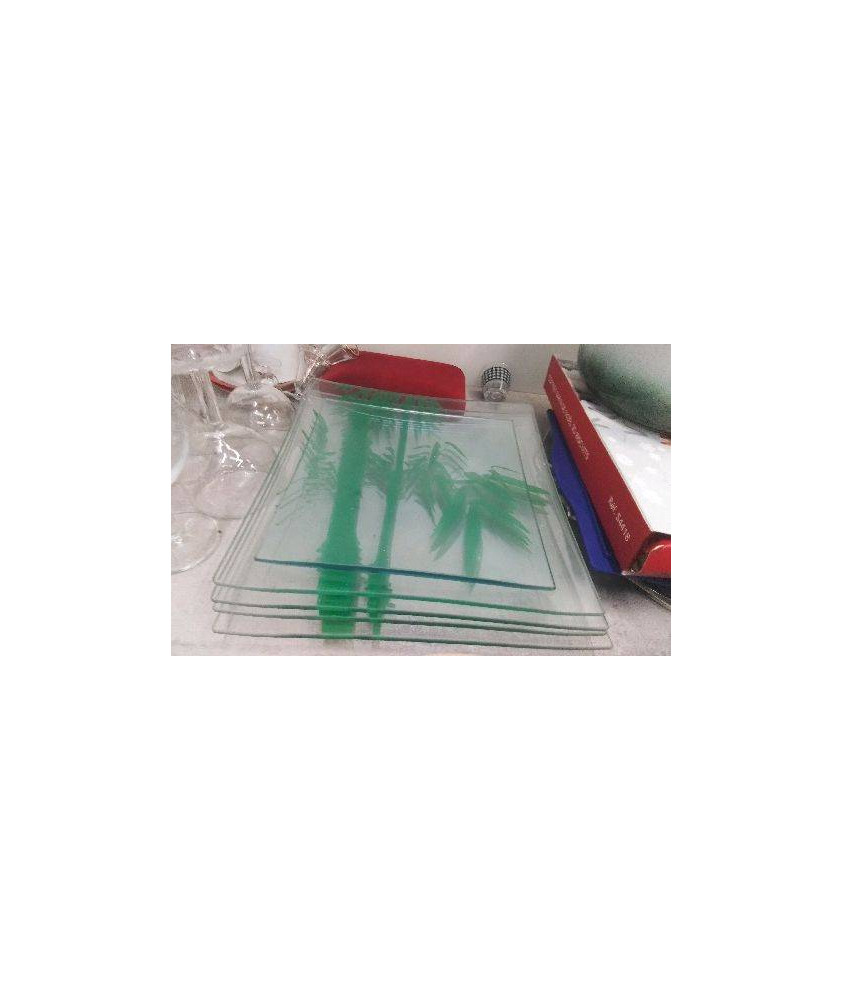 ASSIETTES VERRE CARREES 