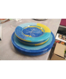 ASSIETTES VERRE BLEUES 