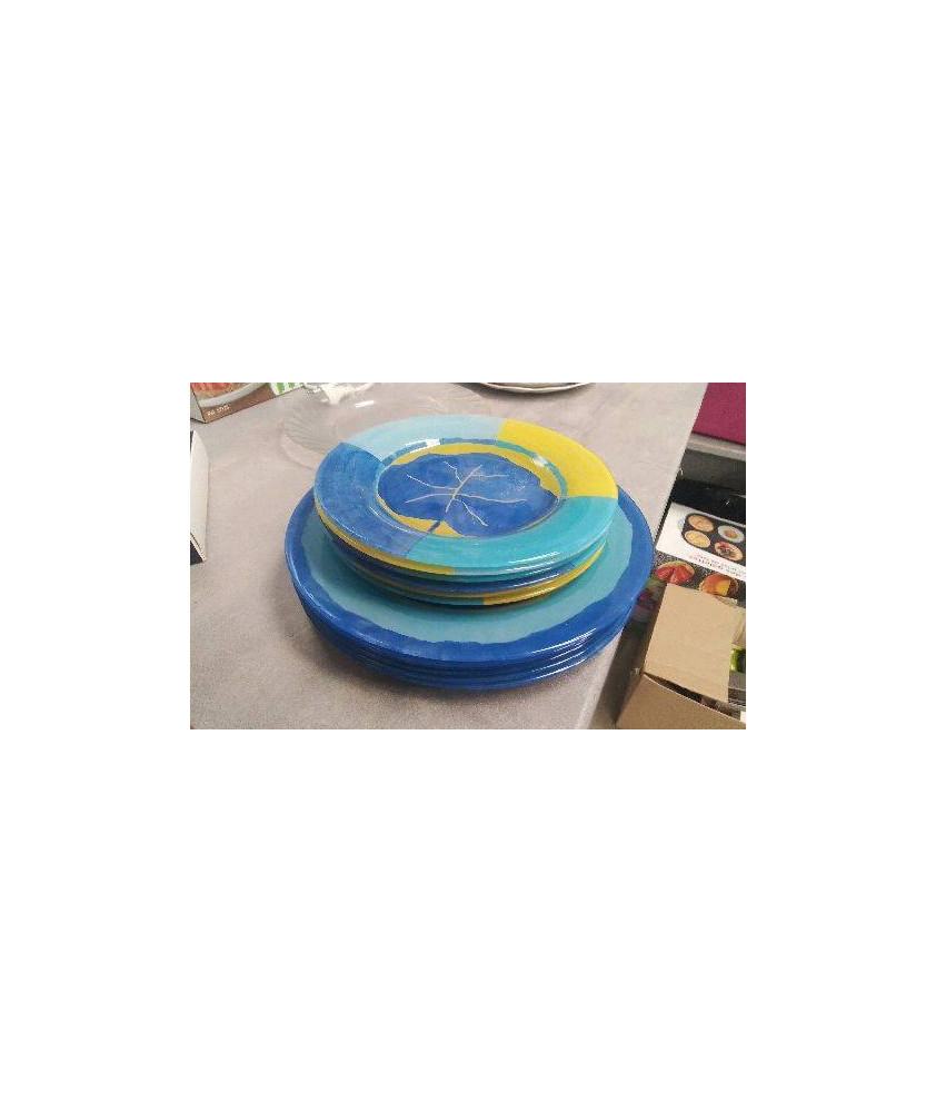ASSIETTES VERRE BLEUES 