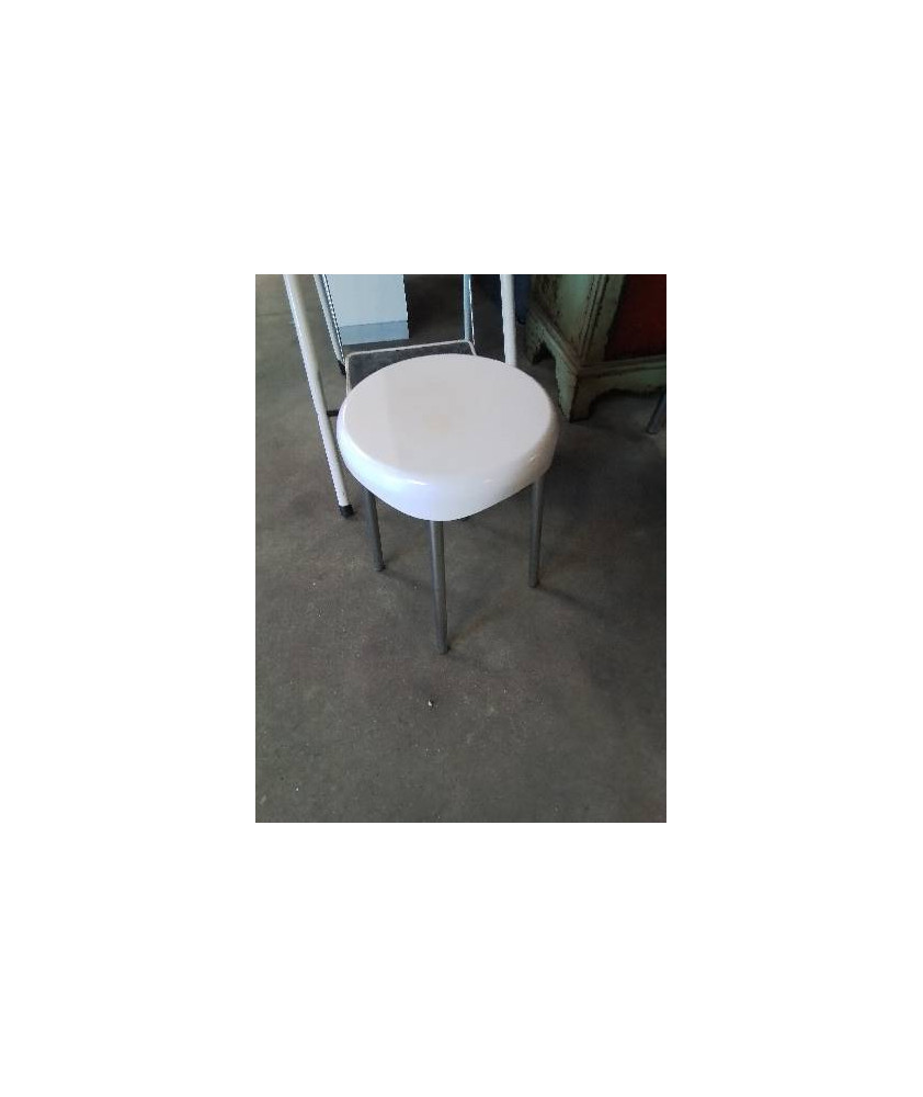 TABOURET PIÈTEMENT METAL CHROMÉ ASSISE RÉSINE  BLANC