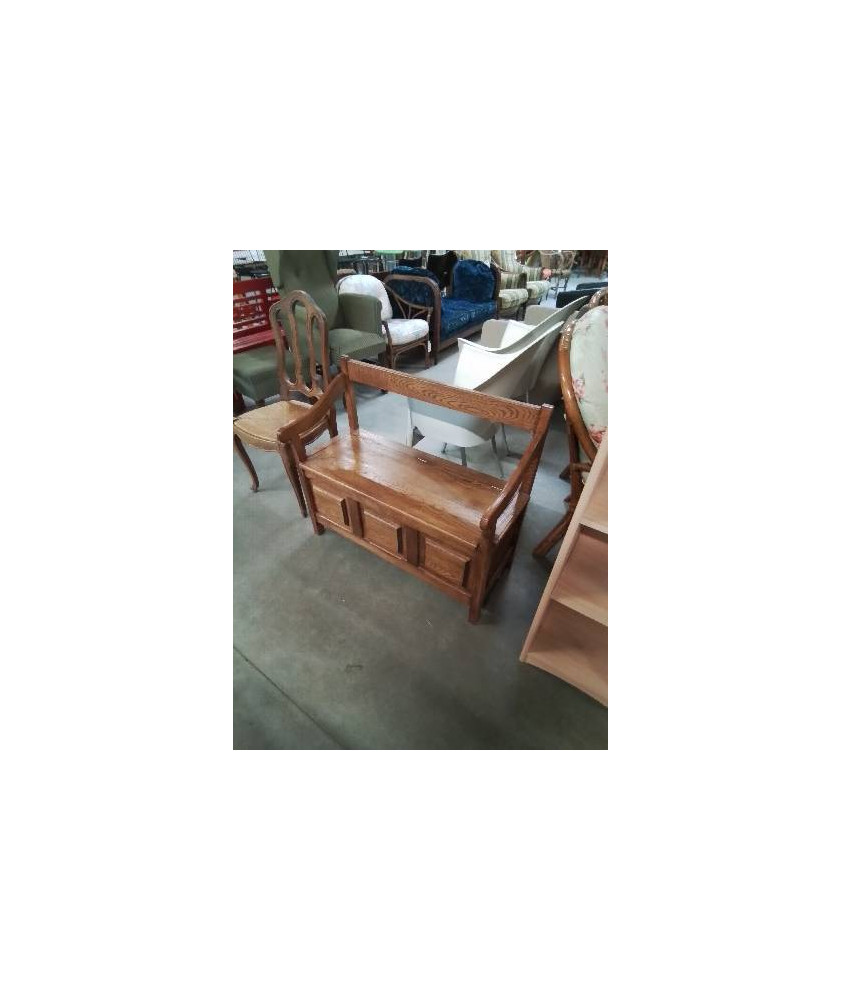 BANC COFFRE CHÊNE CLAIR MOULURÉ