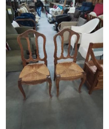 PAIRE DE CHAISES CINTRÉ BOIS CLAIR PAILLÉ STYLE RÉGENCE 