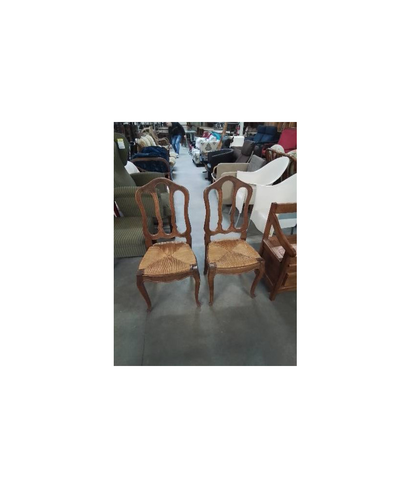 PAIRE DE CHAISES CINTRÉ BOIS CLAIR PAILLÉ STYLE RÉGENCE 