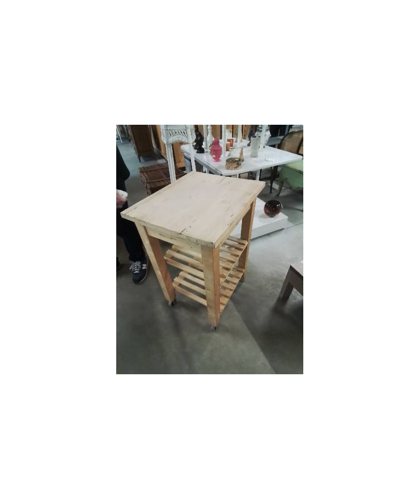 DESSERTE DE CUISINE A ROULETTES BOIS CLAIR 