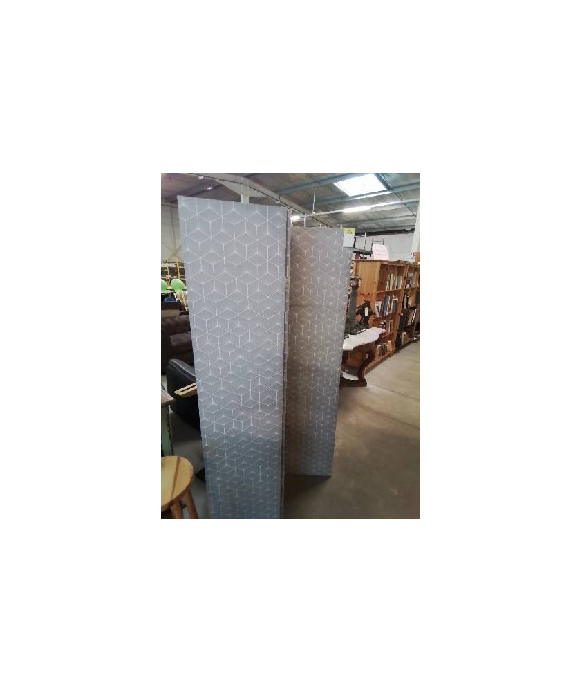 PARAVENT 3 VANTAUX GRIS ET BLANC 