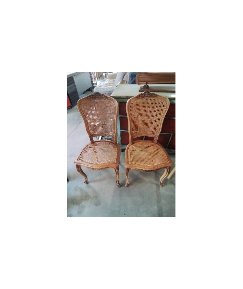 PAIRE DE CHAISES BOIS CLAIR ASSISE ET DOSSIER CANNÉ STYLE RÉGENCE PAIRE DE CHAISES BOIS CLAIR ASSISE ET DOSSIER CANNÉ STYLE RÉGENCE