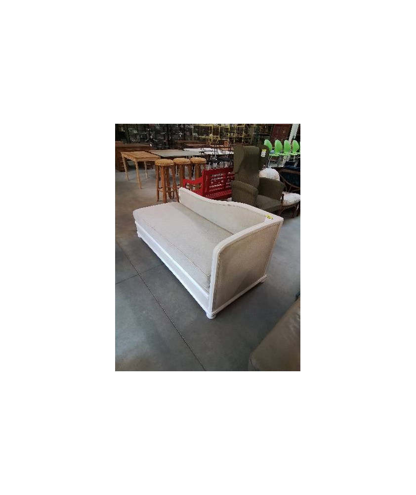MÉRIDIENNE BOIS ECRU ASSISE TISSU TAUPE