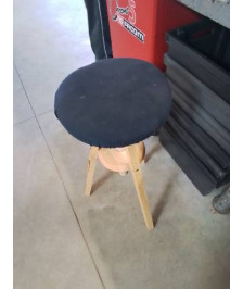 TABOURET A VIS BOIS CLAIR ASSISE TISSU GRIS