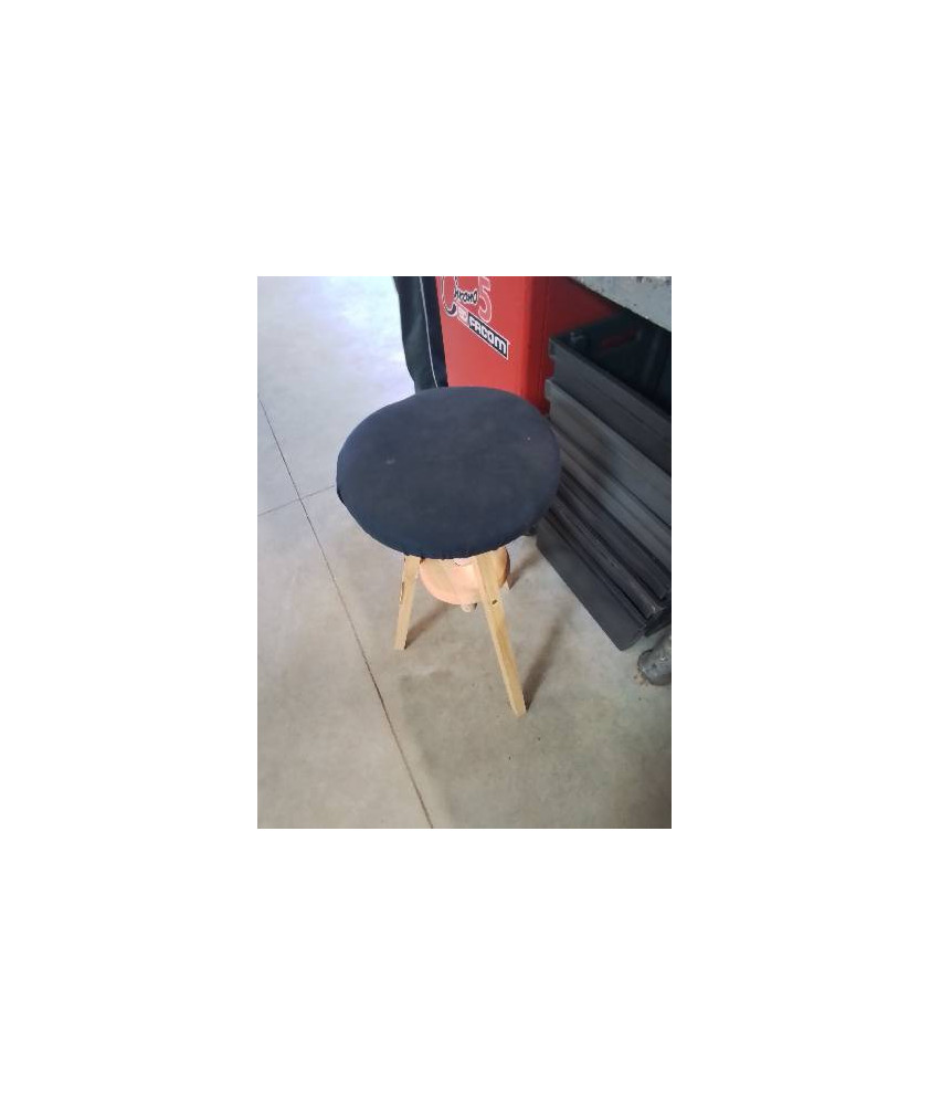 TABOURET A VIS BOIS CLAIR ASSISE TISSU GRIS