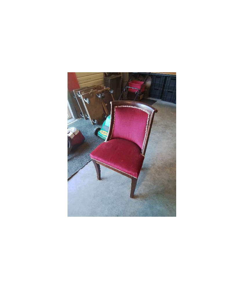 CHAISE BOIS CAPITONNÉ VELOURS GRENAT