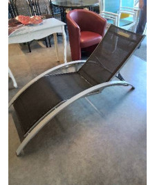 CHAISE LONGUE INCLINABLE ALU ET TOILE GRIS 