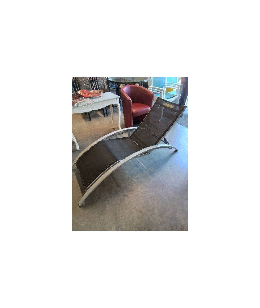 CHAISE LONGUE INCLINABLE ALU ET TOILE GRIS 