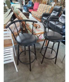 TABOURET DE BAR MÉTAL ET PU NOIR