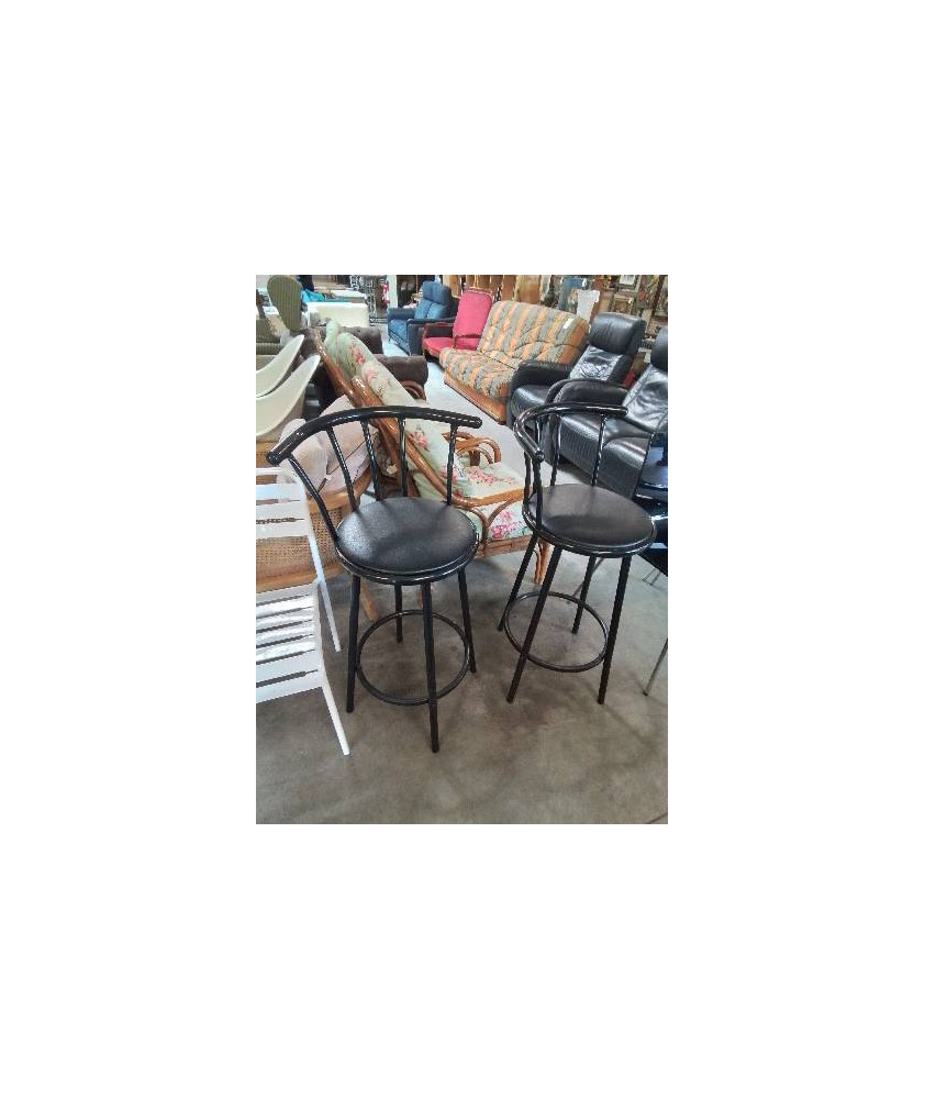 TABOURET DE BAR MÉTAL ET PU NOIR