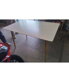TABLE RECT BLANCHE PIEDS BOIS 120X80