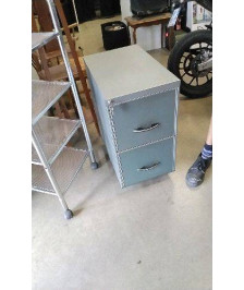 CAISSON 2 TIROIRS METAL- ROULETTES 