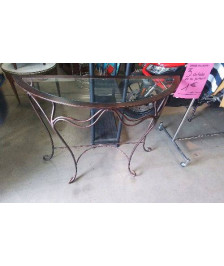 CONSOLE 1/2 LUNE FER VERRE 