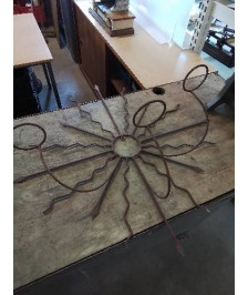 PORTE PLANTE MURAL FER FORGÉ AU SOLEIL 3 POTS