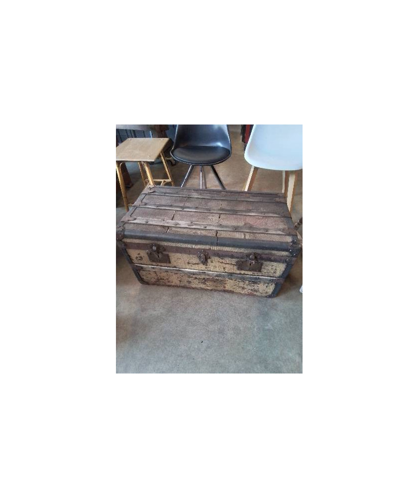 MALLE RECTANGULAIRE BOIS GAINÉ TOILE