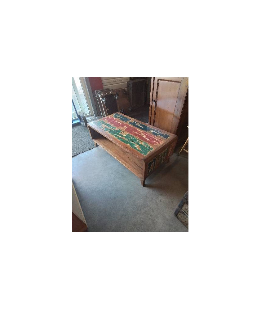 TABLE BASSE RECTANGULAIRE 1 NICHE BOIS EXOTIQUE PEINT VERT BLEU ROUGE TABLE BASSE RECTANGULAIRE 1 NICHE BOIS EXOTIQUE PEINT VERT BLEU ROUGE