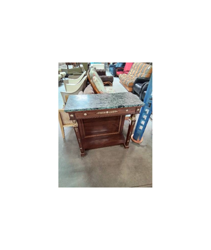 CONSOLE STYLE CONSULAT RETOUR D’EGYPTE ACAJOU GARNITURES LAITON DESSUS MARBRE VERT VEINÉ CONSOLE STYLE CONSULAT RETOUR D’EGYPTE ACAJOU GARNITURES LAITON DESSUS MARBRE VERT VEINÉ