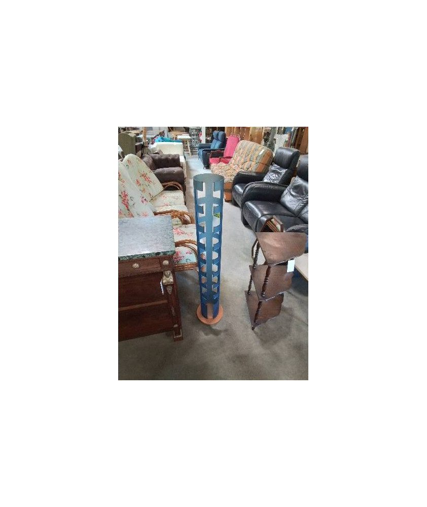 COLONNE RANGE CD’S RÉSINE BLEU SOCLE BOIS CLAIR