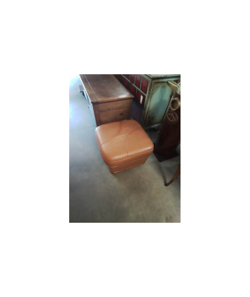 POUF CARRÉ CUIR FAUVE CROZATIER 