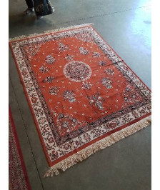 TAPIS LAINE ET SOIE ECRU ORANGÉ 180X138CM