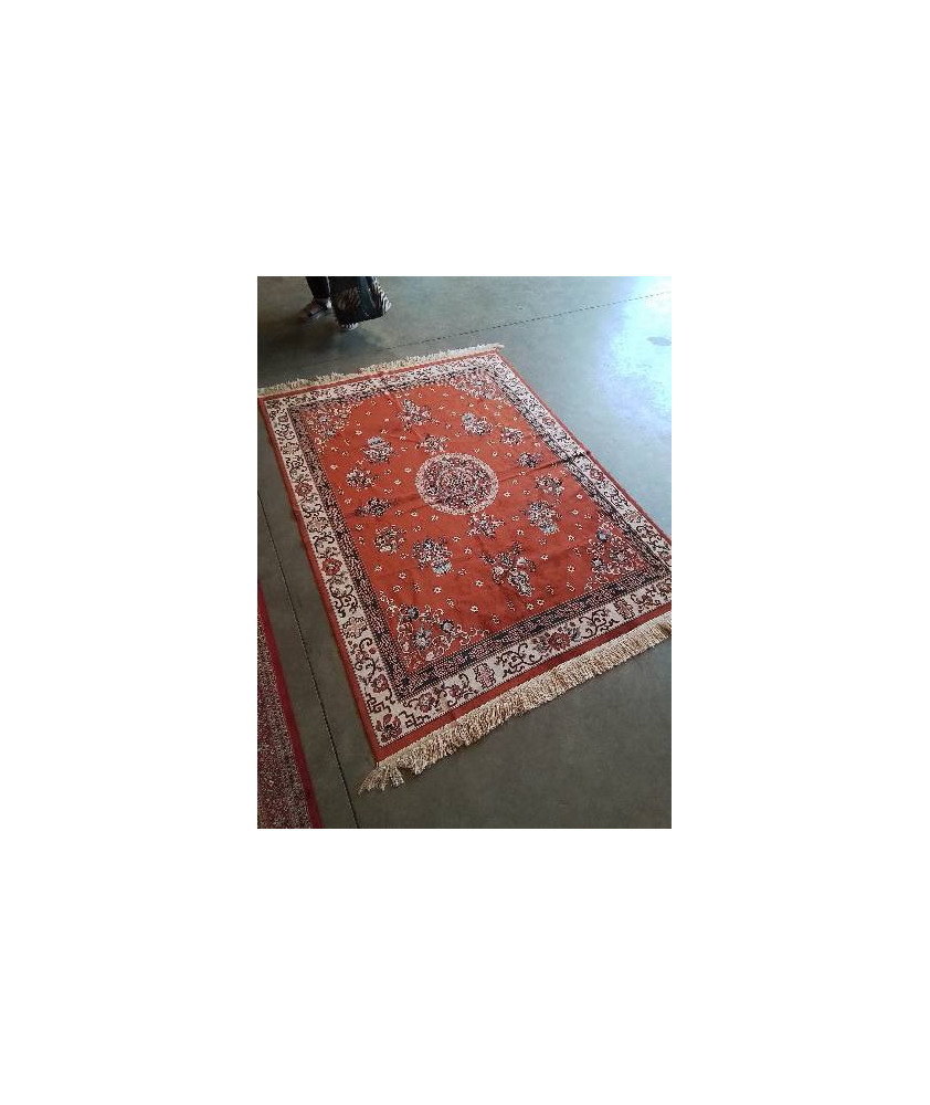 TAPIS LAINE ET SOIE ECRU ORANGÉ 180X138CM