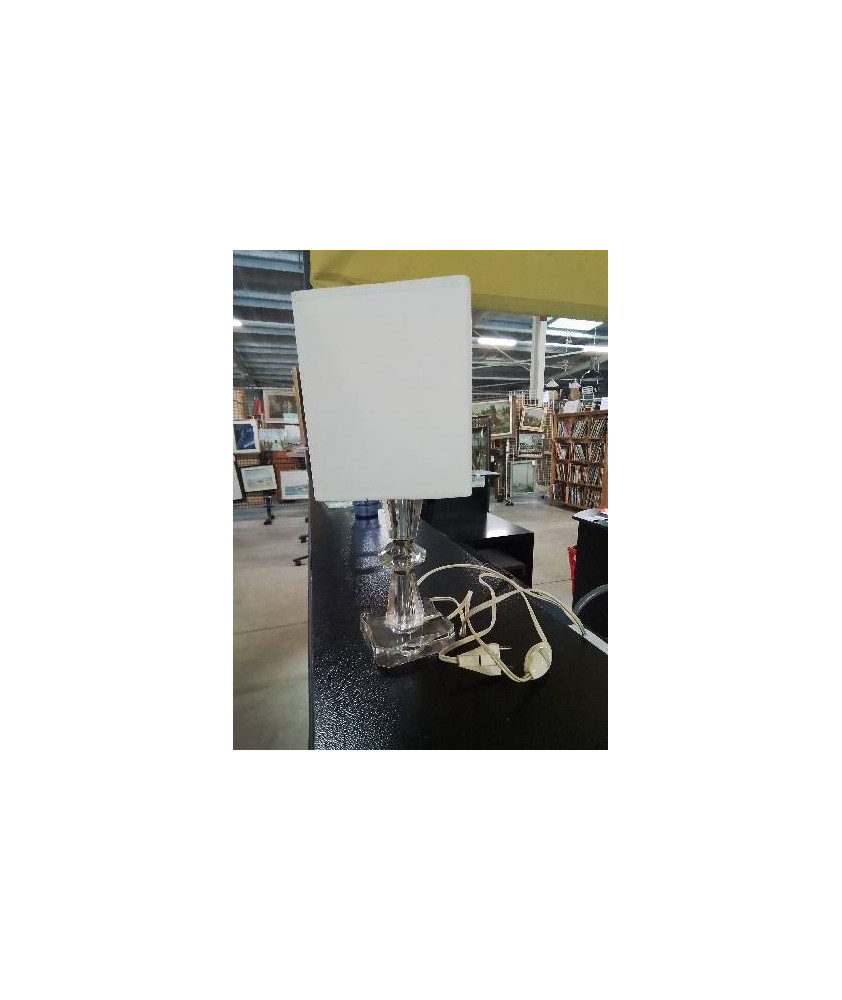 LAMPE CRISTAL ET LAITON AJ BLANC ANNÉES 50