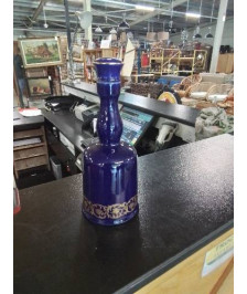 BOUTEILLE VERRE BLEU LISERÉ DORÉ GIEN