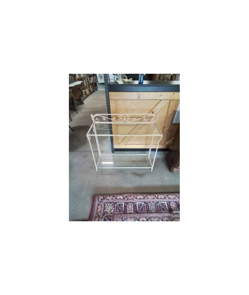 CONSOLE MÉTAL CRÈME 2 PLATEAUX VERRE