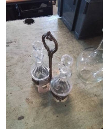 HUILIER VINAIGRIER CRISTAL ET MÉTAL FIN XIXE 