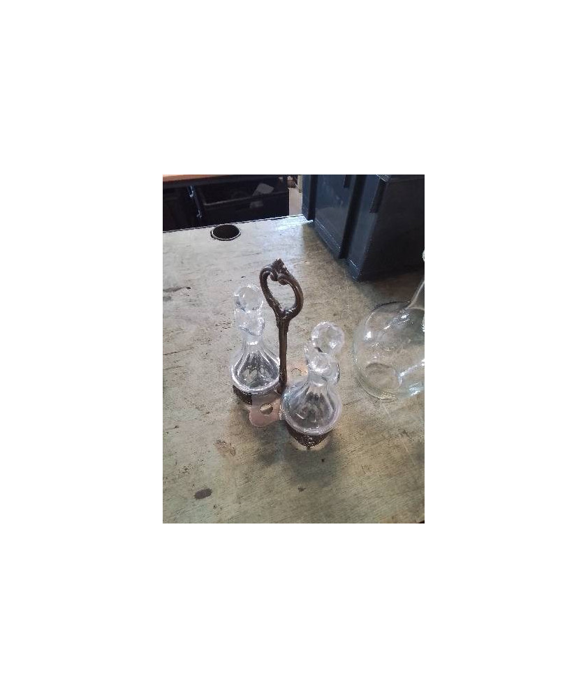 HUILIER VINAIGRIER CRISTAL ET MÉTAL FIN XIXE 