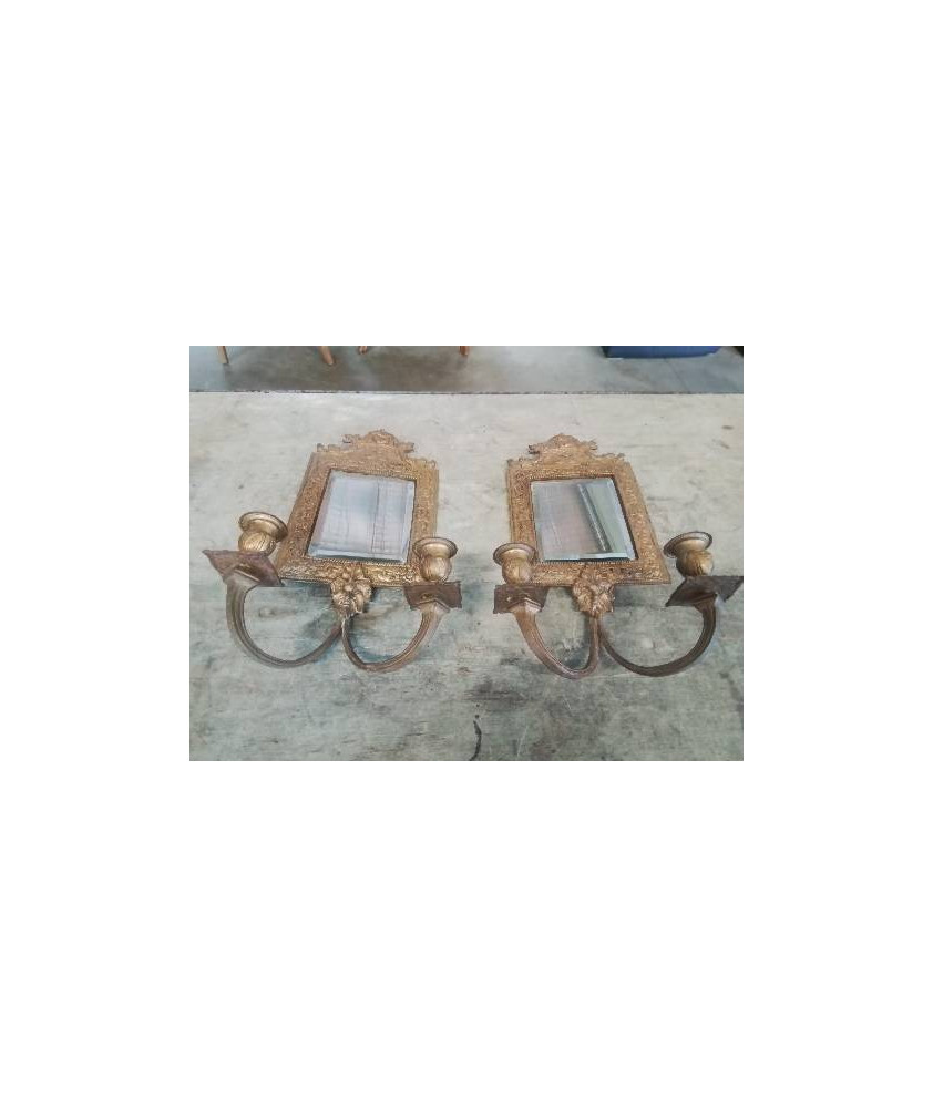 PAIRE D APPLIQUES NAPOLEON III MIROIR A CHANDELIER BRONZE ET LAITON PAIRE D APPLIQUES NAPOLEON III MIROIR A CHANDELIER BRONZE ET LAITON